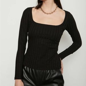 Bailey 44 Moira Long Sleeve Top Black NWT